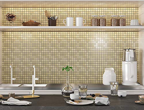 LEISIME Peel and Stick Backsplash Tile, Peel and Stick Mosaic Tile for Kitchen, Polished Aluminum for Bathroom and Fireplace Decorations (Silver - 10 Pieces)