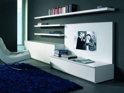Customized Q5 White TV Stands and Home Media Systems