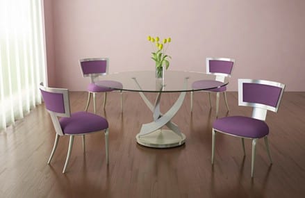 Elite Modern Round Glass Dining Table And Dining Chairs