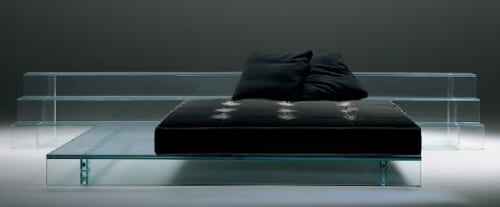 Modern Bed with Glass Frame by Santambrogio Milano