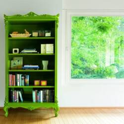 art deco bookcase in green