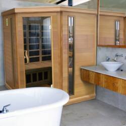 A Corner Sauna for a Residential Bathroom