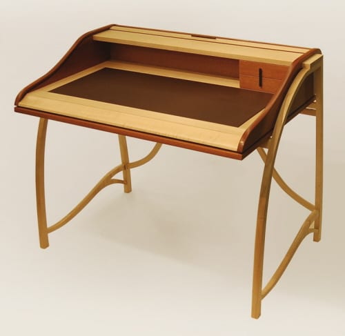 Hand Crafted Roll Top Desk in Mahogany by Reed Hansuld