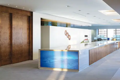 reception desk and lobby design
