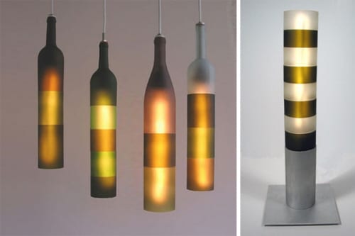 Recycled Wine Bottles Made into Lighting