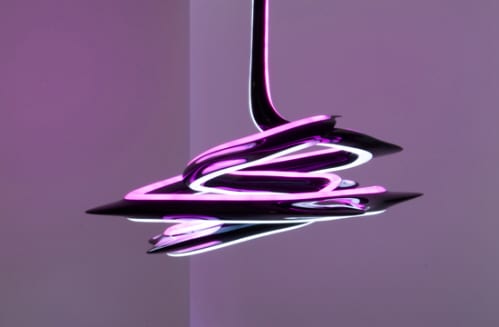 modern chandelier with purple led lights