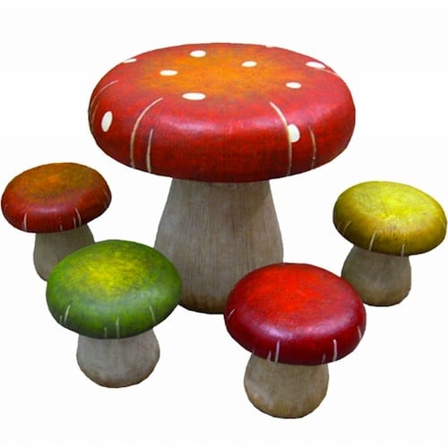 Children S Toadstool Table And Chairs Clothing Shoes - 3 Piece Mushroom Table And Chair Novelty Garden Patio Furniture Set