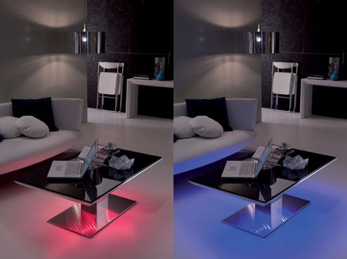 Flat And e-Motion LED Lit Tables By Ozzio