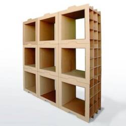 Moving Boxes Transformed Into Modular Bookcases