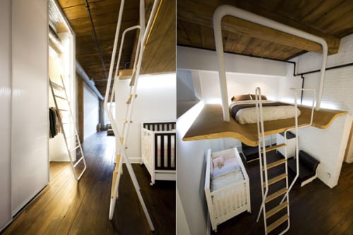 Small Loft Bedroom and Baby Crib