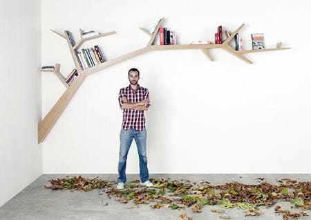 Tree Branch Bookshelf Proposes Order in the Book Department