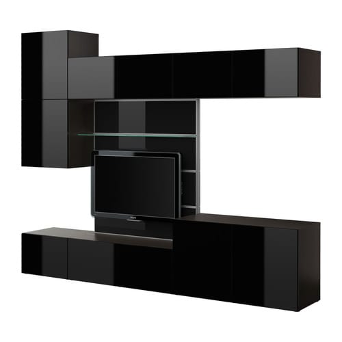 Modern Glossy Finished IKEA BESTÅ TV Panel With Media Storage
