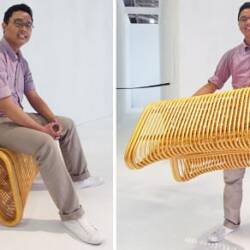Pretzel Bench by Abie Abdillah is Comfortable Rattan Seating