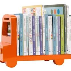 Cute Orange Bus Shaped Bookshelf For Children