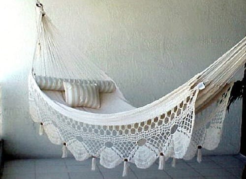 White Double Hammock with Natural Cotton