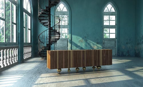 Il Pezzo 1 Sideboard by Il Pezzo Mancante Sits on Brass All Day Long