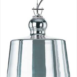 plated silver glass lamp by Produzione Privata