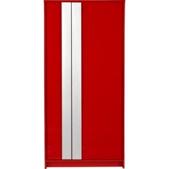 Lacquered Red Wardrobe With Aluminium