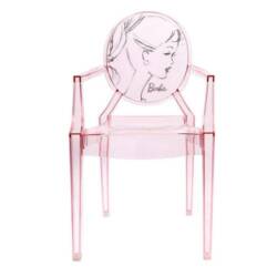 chair, chairs, armchair, armchairs, louis ghost chair, ghost chair, pink chair, pink, barbie, barbie chair, pink barbie chair, retro doll chair, phillipe starck