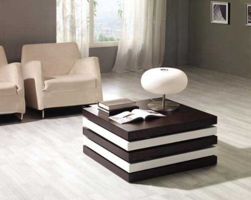 brown and white convertible coffee table
