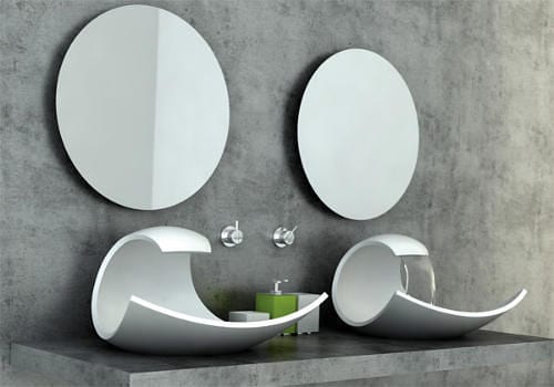 modern curved sink