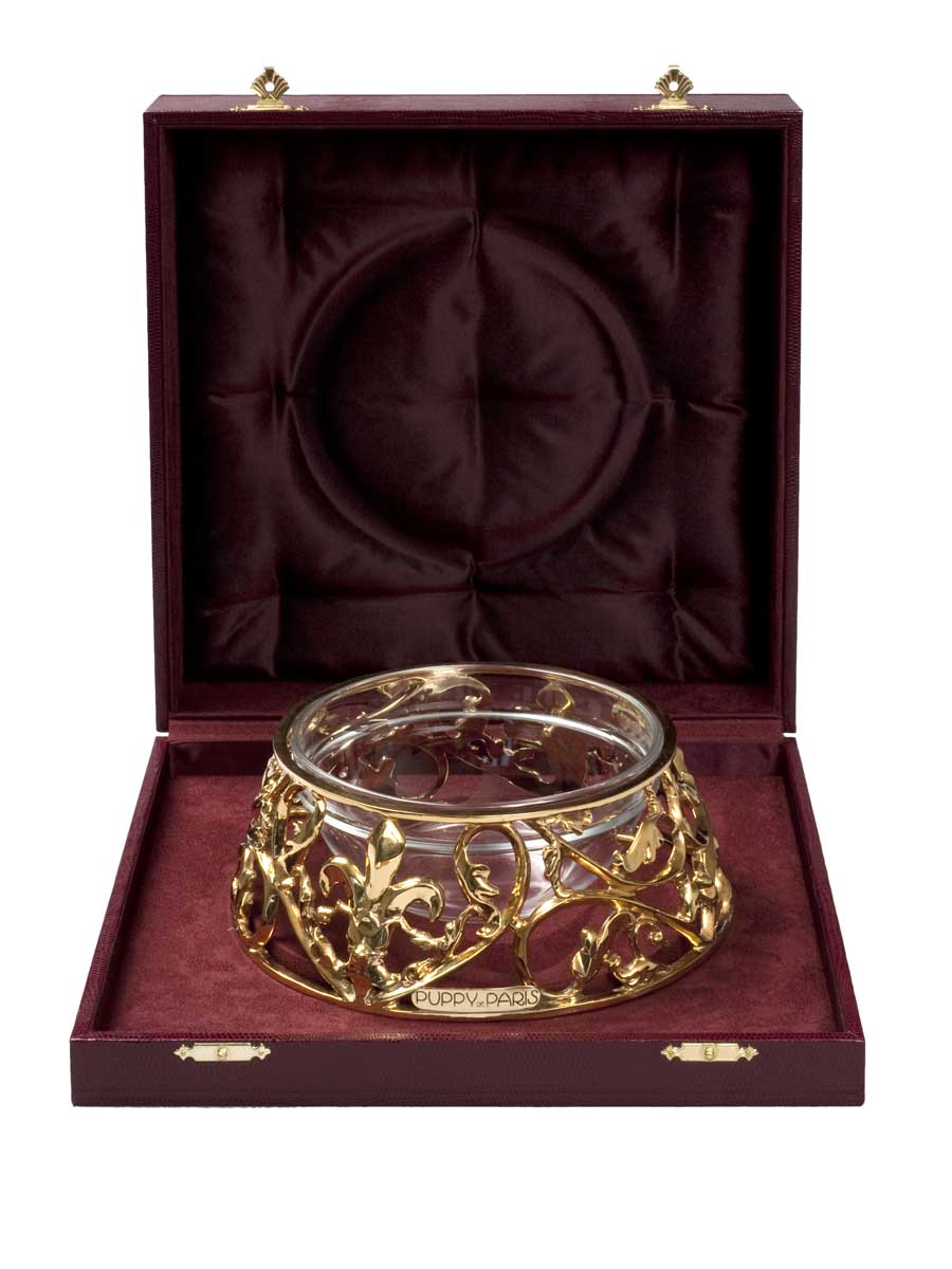 Gold Gilded Dog Bowls And Luxury Kennels