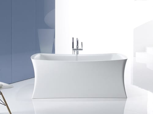 curved white modern bathtub