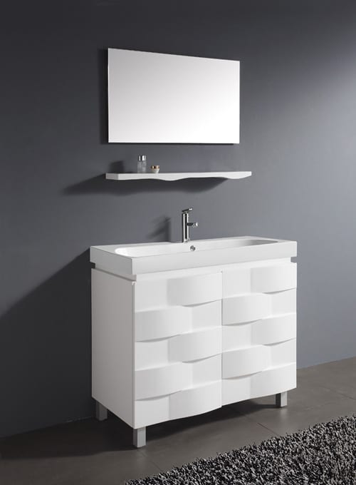 sleek white bathroom vanity