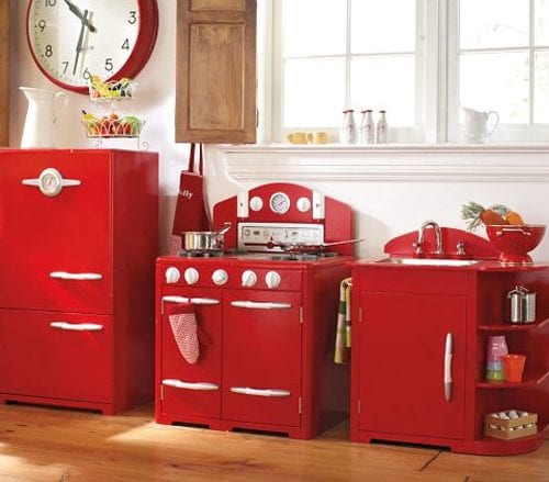 red retro play kitchen 