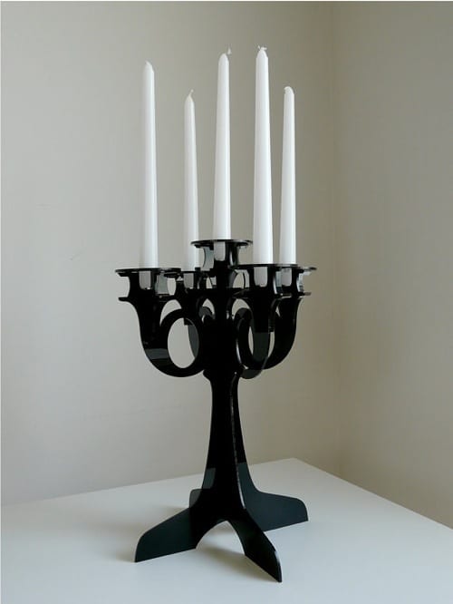 sleek black candelabra