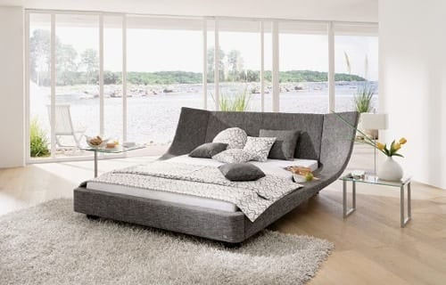 modern grey swoop bed