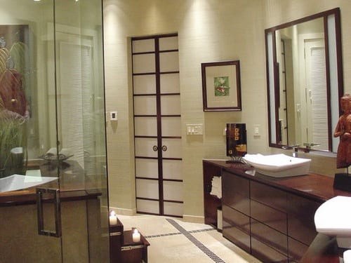 asian-inspired bathroom doors