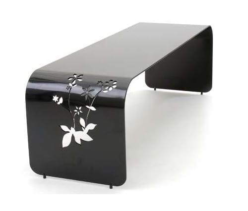 metal cutout botanical bench