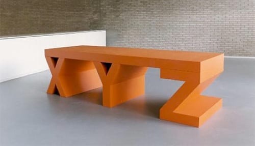 orange XYZ bench