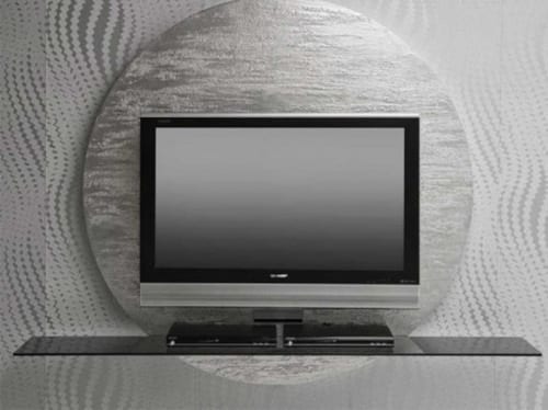 silver round tv stand