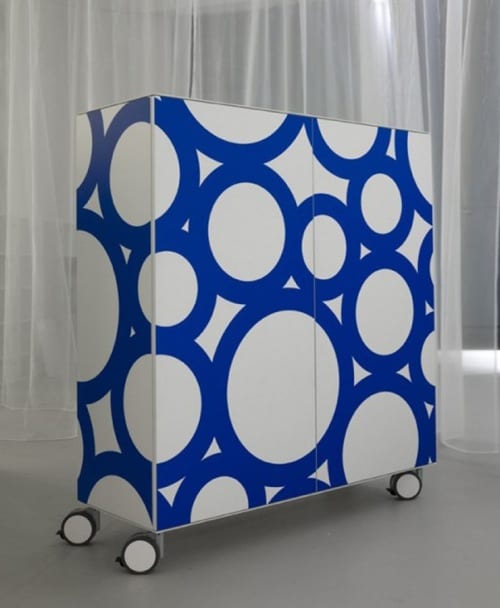 blue and white sideboard
