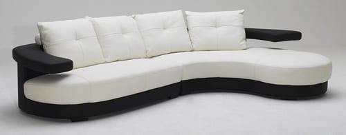 black and white curved sectional