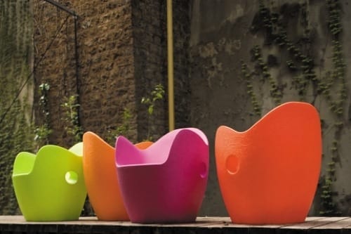 brightly colored patio chairs