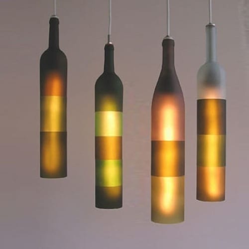 upcycled wine bottle lights