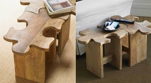 Jigsaw Puzzle End Table Stool from VivaTerra