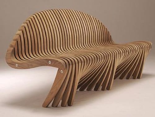 modern abstract wood bench