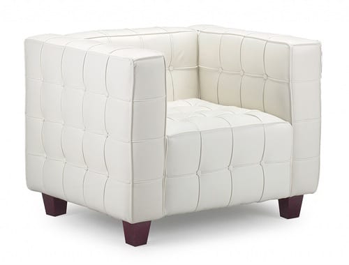 white leather tufted chair