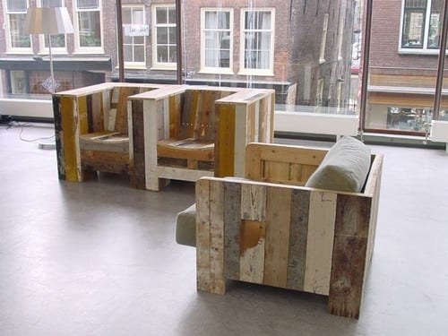 Reclaimed Wood Lounge Chairs by Piet Hein Eek