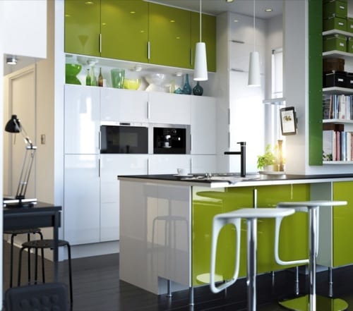 green kitchen cabinets
