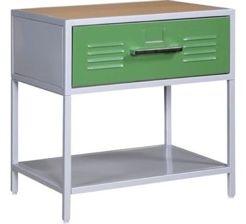 green and white nightstand