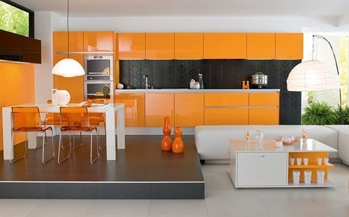 orange kitchen cabinets