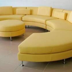yellow leather sofa
