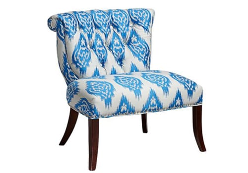 blue patterned chair