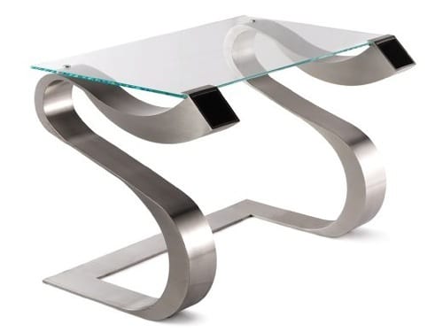 silver and glass desk