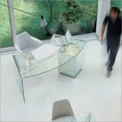 curved glass desk
